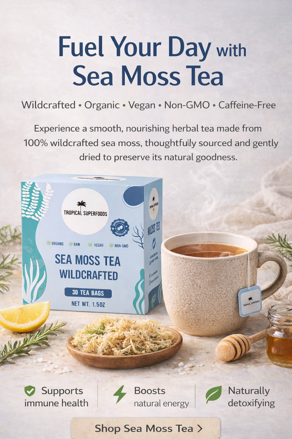 Sea Moss Tea Pure Wildcrafted Organic Sea Moss Tea 92 Minerals - 30 Sea Moss Tea Bags