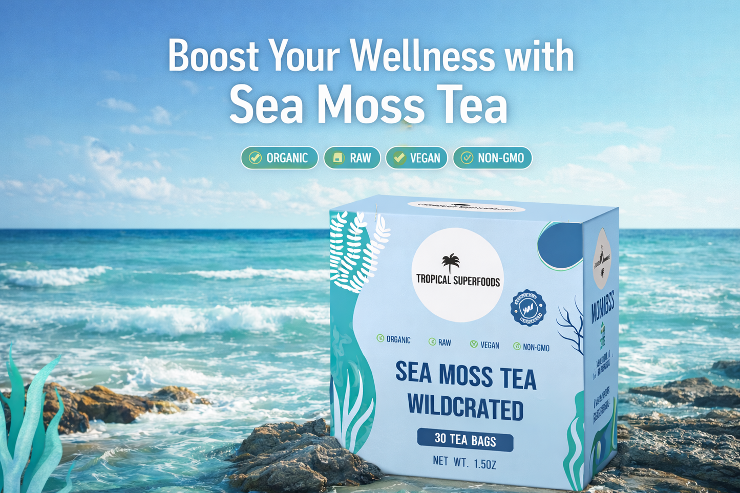 Sea Moss Tea Pure Wildcrafted Organic Sea Moss Tea 92 Minerals - 30 Sea Moss Tea Bags