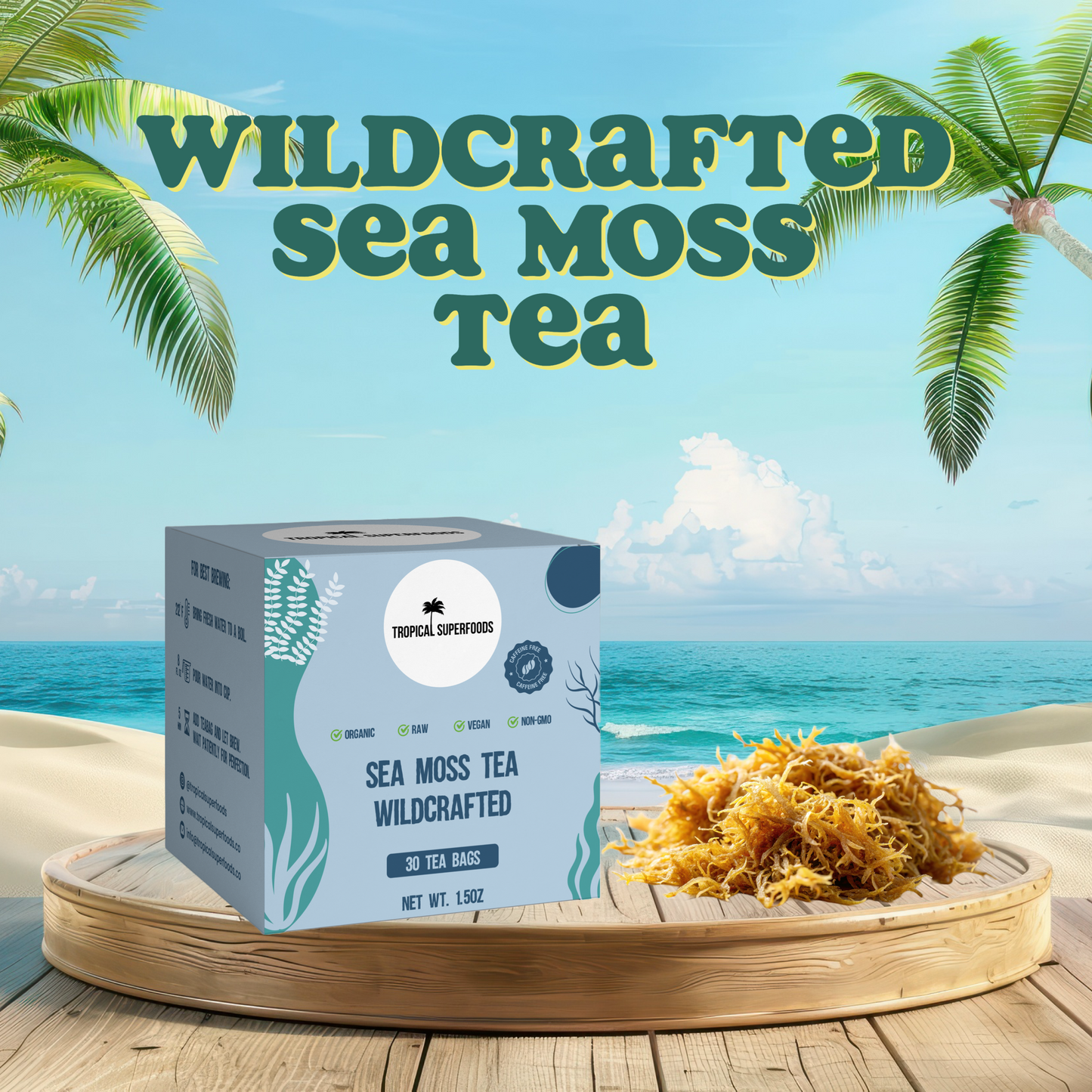 Sea Moss Tea Pure Wildcrafted Organic Sea Moss Tea 92 Minerals - 30 Sea Moss Tea Bags